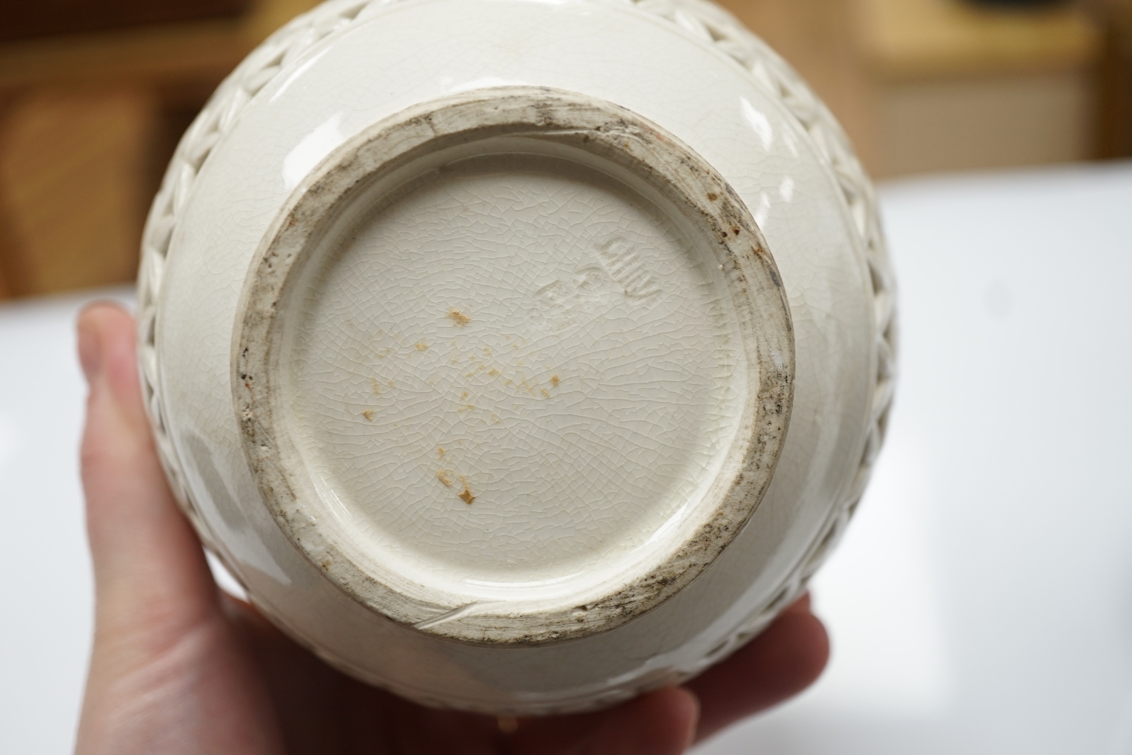 A 19th century Chinese blue and white jug, a similar jar and a pierced jar, tallest 15cm